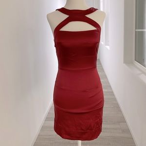 BCBGMaxazria Red Silk Evening Dress
